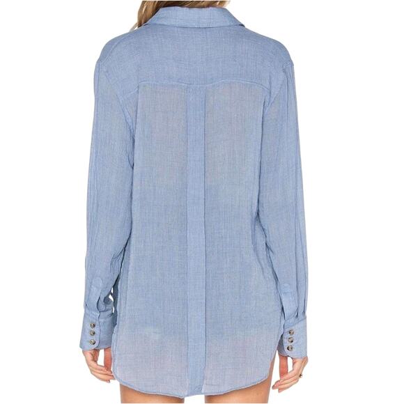FREE PEOPLE Women’s That’s a Wrap Lightweight Chambray Long Sleeve Top - Picture 4 of 7